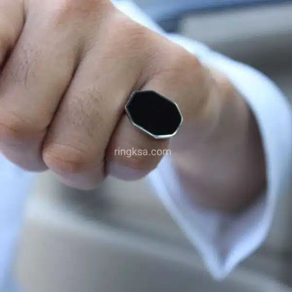 خاتم رجالي فضة سداسي الشكل