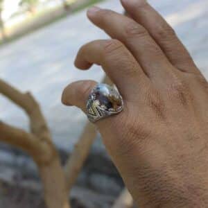 خاتم فضة حجر برازيلي
