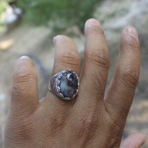 خاتم فضة حجر برازيلي 