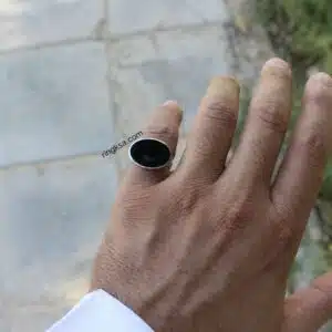 خاتم فضة اسود بيضاوي