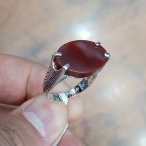 خاتم فضة ملكي لون عنابي t679