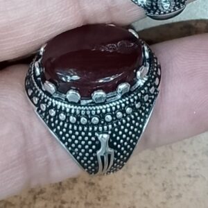 خاتم فضة بحجر برازيلي كبدي 3-652