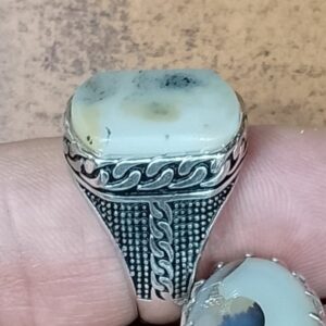 خاتم فضة بحجر ملون 4-891