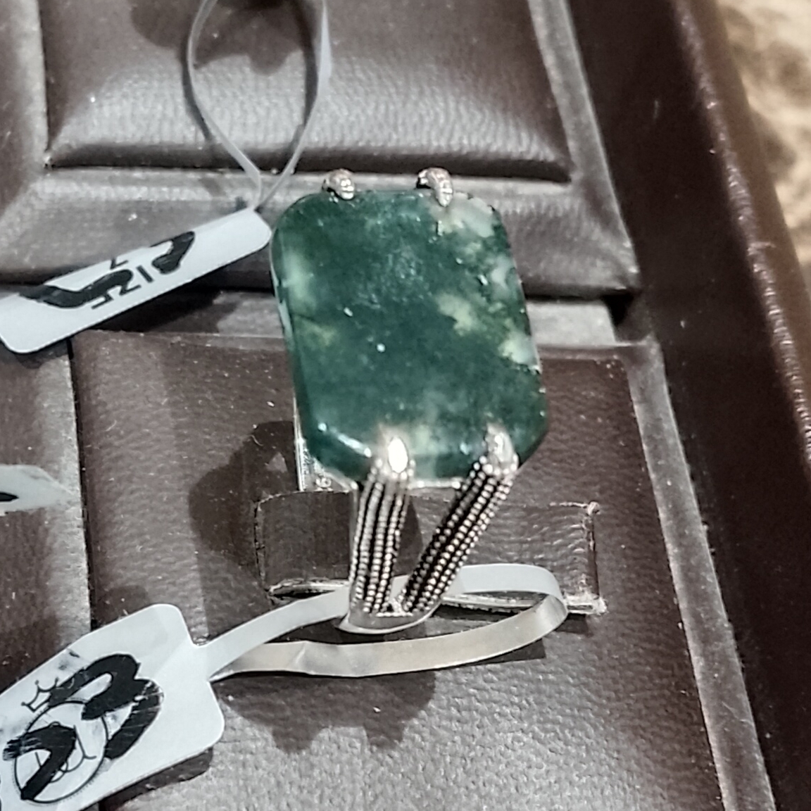 خاتم فضة لون زيتي